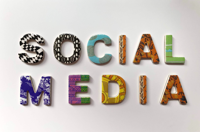 social media in colorful letters