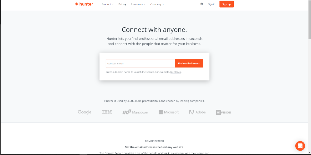 Screenshot of Hunter home page