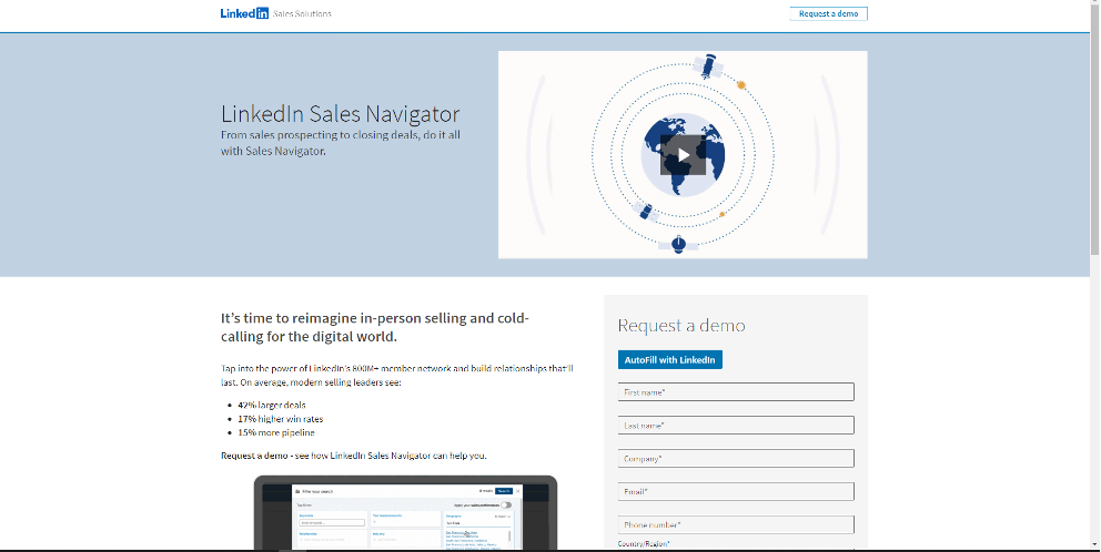 Screenshot of LinkedIn Sales Navigator home page
