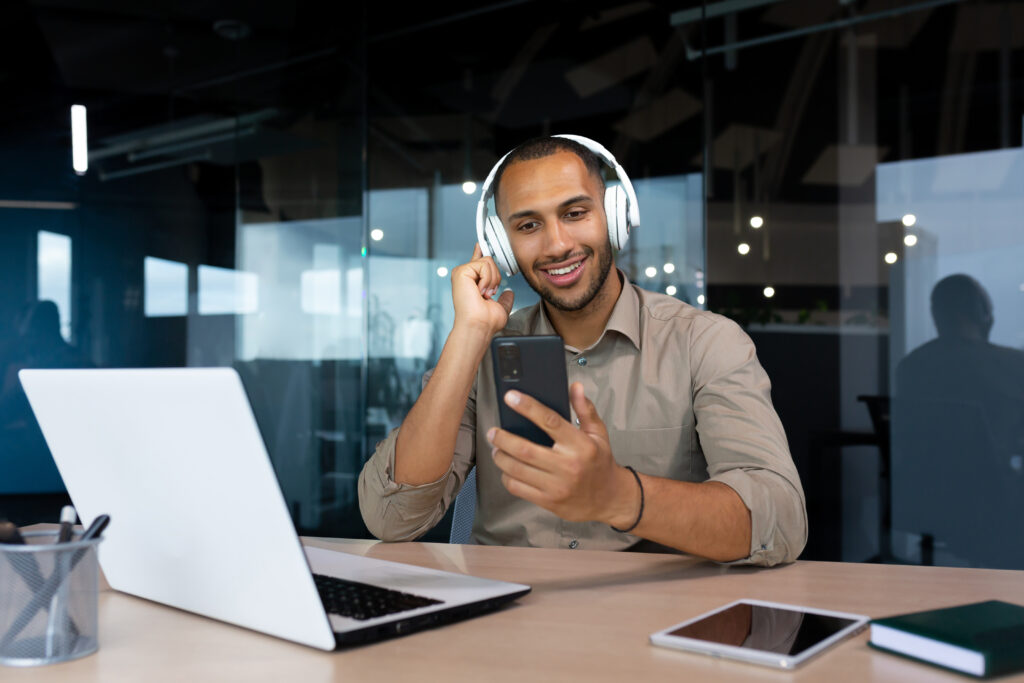 Sales person watching sales prospecting videos