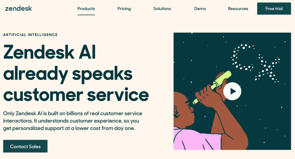 Screenshot of Zendesk AI tool