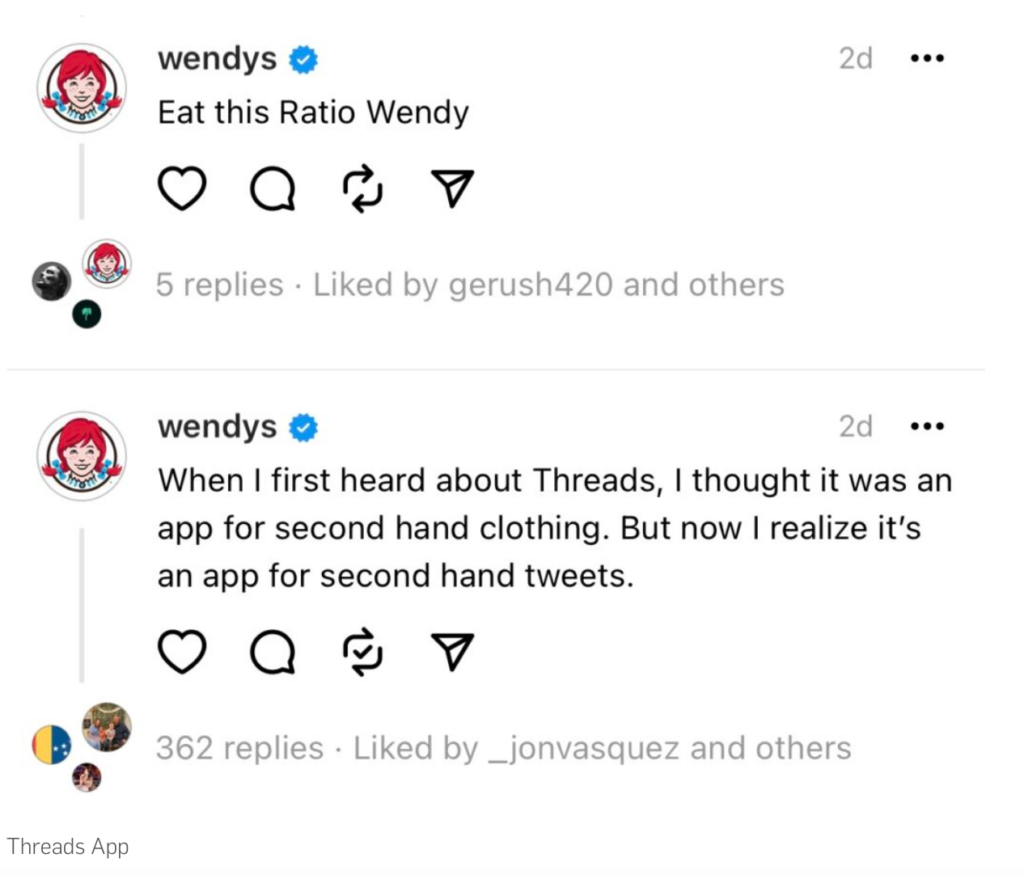 Screenshot of Threads app post from Wendy's