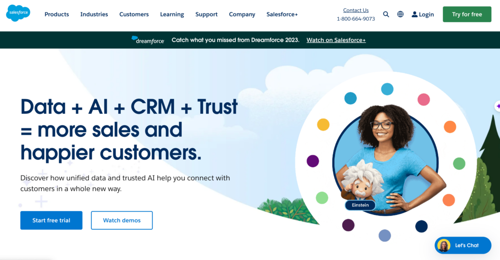 screenshot of Salesforce CRM website symbolizing Salesforce-LeadLander integration