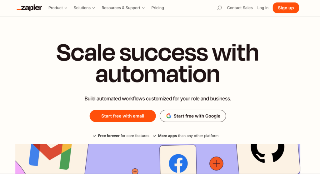 screenshot of Zapier website symbolizing LeadLander CRM integrations through Zapier